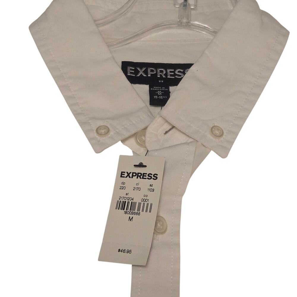 Express Men's M White Short Sleeve Oxford Button Down Casual Shirt New w/ Tags - Picture 10 of 13